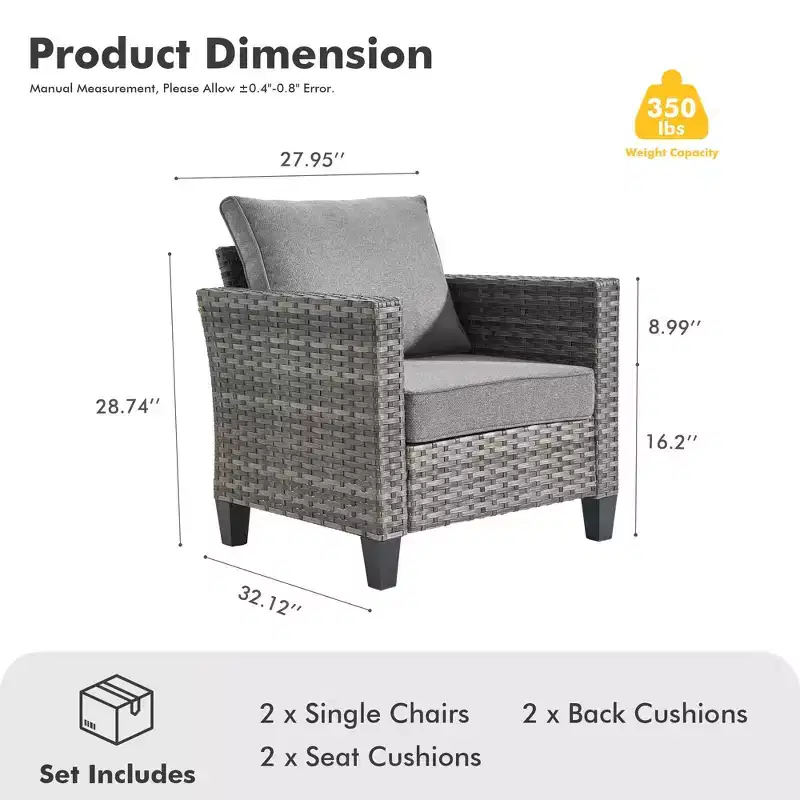 Ensemble de 2 meubles de patio HOMLUX, chaises longues d'extérieur, rotin gris