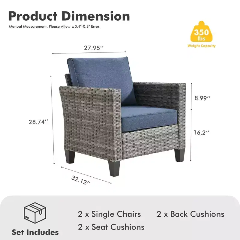 Ensemble de 2 meubles de patio HOMLUX, chaises longues d'extérieur, rotin gris