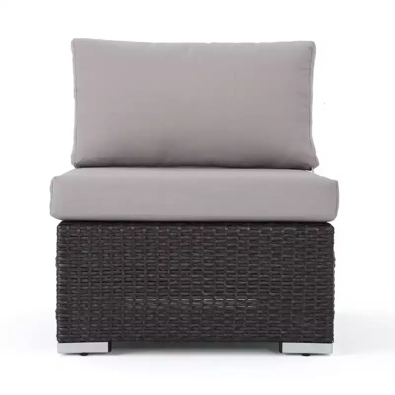 Christopher Knight Home Canapé d'angle d'extérieur 3 pièces en osier Santa Rosa gris/gris clair
