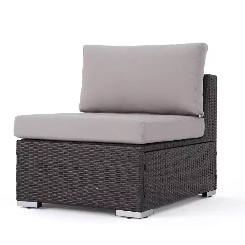 Christopher Knight Home Canapé d'angle d'extérieur 3 pièces en osier Santa Rosa gris/gris clair