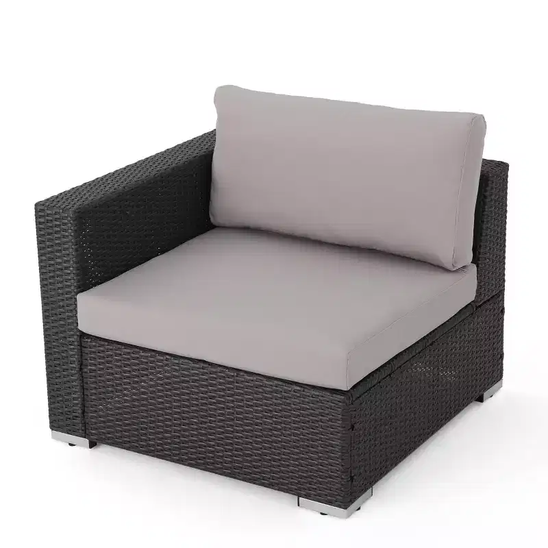 Christopher Knight Home Canapé d'angle d'extérieur 3 pièces en osier Santa Rosa gris/gris clair
