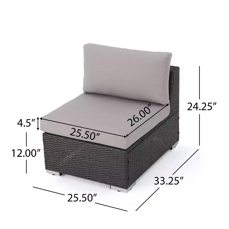 Christopher Knight Home Canapé d'angle d'extérieur 3 pièces en osier Santa Rosa gris/gris clair