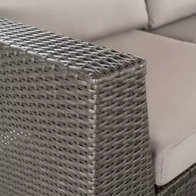 Christopher Knight Home Canapé d'angle d'extérieur 3 pièces en osier Santa Rosa gris/gris clair