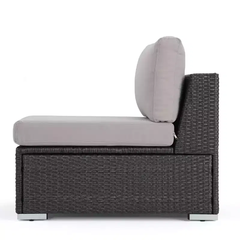 Christopher Knight Home Canapé d'angle d'extérieur 3 pièces en osier Santa Rosa gris/gris clair