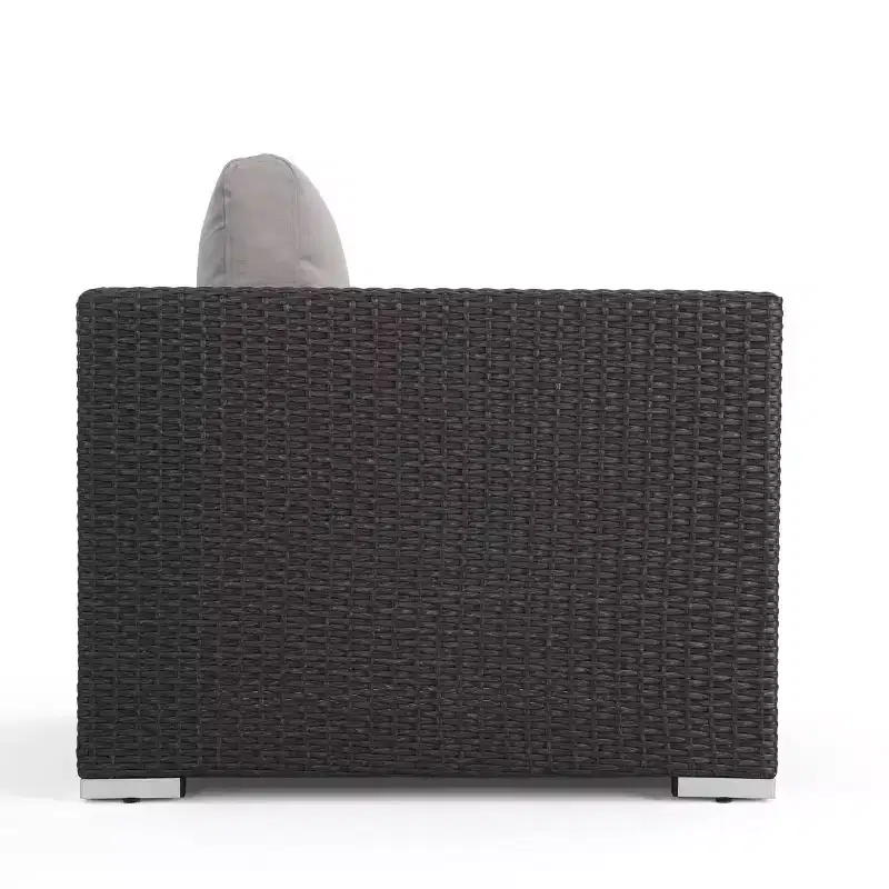 Christopher Knight Home Canapé d'angle d'extérieur 3 pièces en osier Santa Rosa gris/gris clair