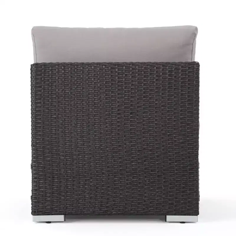 Christopher Knight Home Canapé d'angle d'extérieur 3 pièces en osier Santa Rosa gris/gris clair