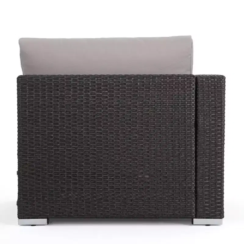 Christopher Knight Home Canapé d'angle d'extérieur 3 pièces en osier Santa Rosa gris/gris clair