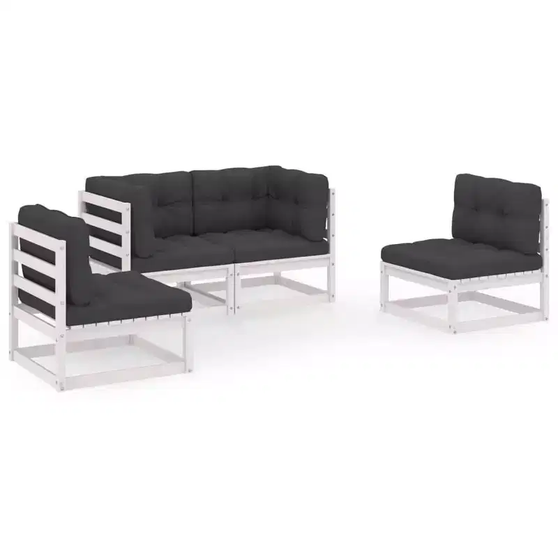 vidaXL Ensemble de Mobilier de Jardin 4 Pièces Canapé d'Angle Extérieur Bois de Pin Massif
