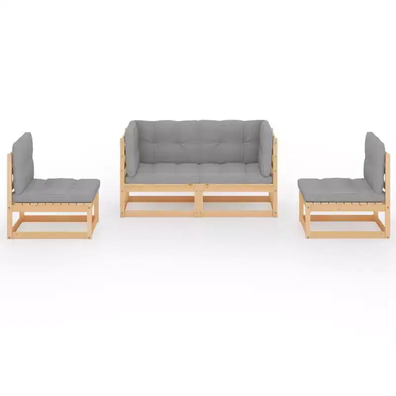 vidaXL Ensemble de Mobilier de Jardin 4 Pièces Canapé d'Angle Extérieur Bois de Pin Massif