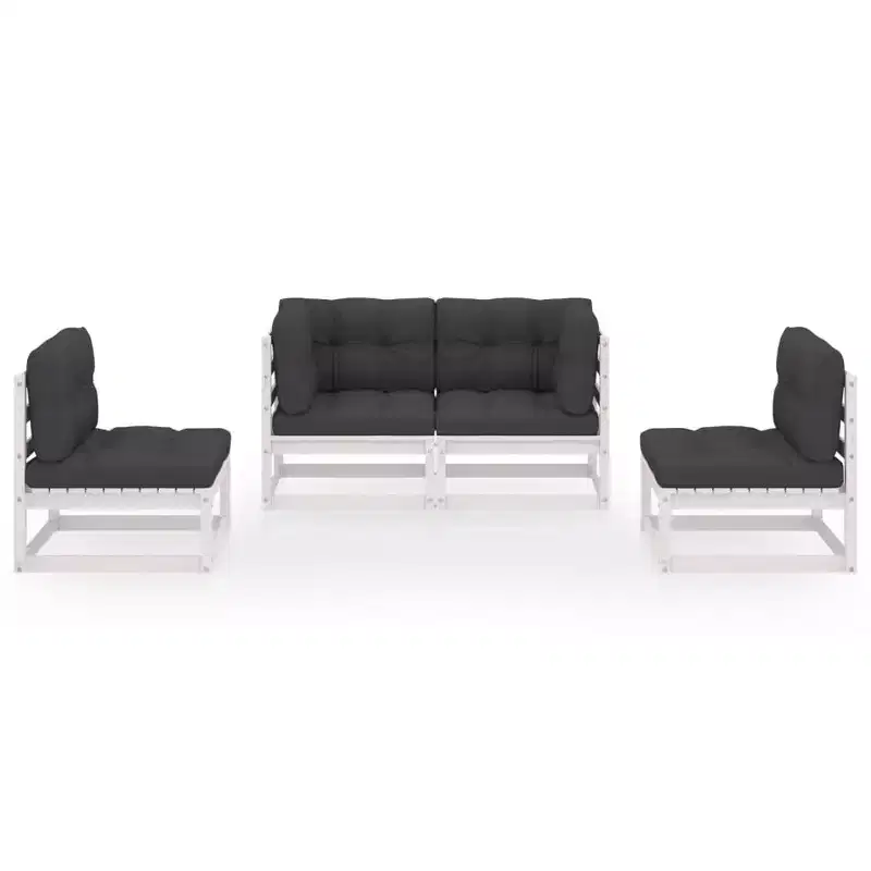 vidaXL Ensemble de Mobilier de Jardin 4 Pièces Canapé d'Angle Extérieur Bois de Pin Massif
