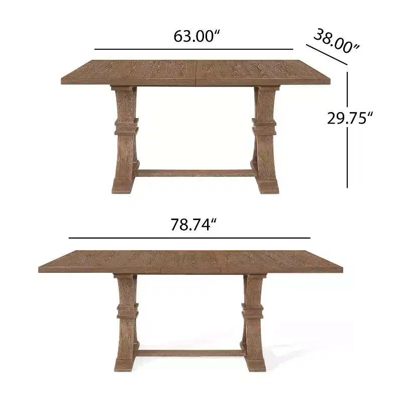 Christopher Knight Home Hudson Ensemble de salle à manger 7 pièces en bois rembourré extensible avec pied de table piédestal