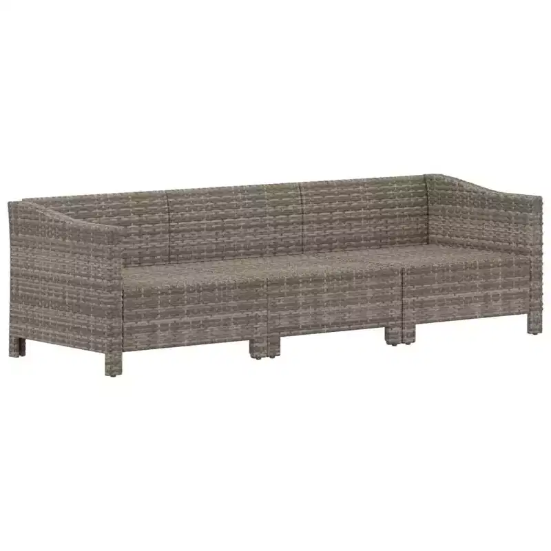 vidaXL Salon de jardin 3 pièces avec coussins en résine tressée gris