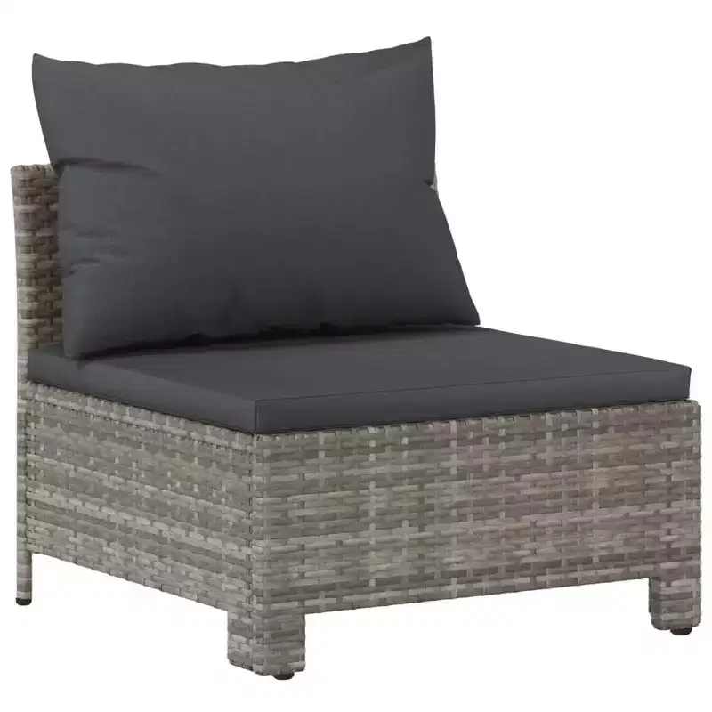 vidaXL Salon de jardin 3 pièces avec coussins en résine tressée gris