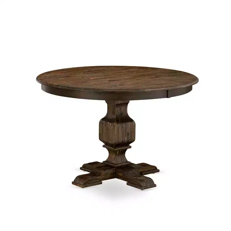 HomeStock – Table à manger en bois massif avec plateau fini jacobéen patiné et 2 chaises rembourrées – 3 pièces