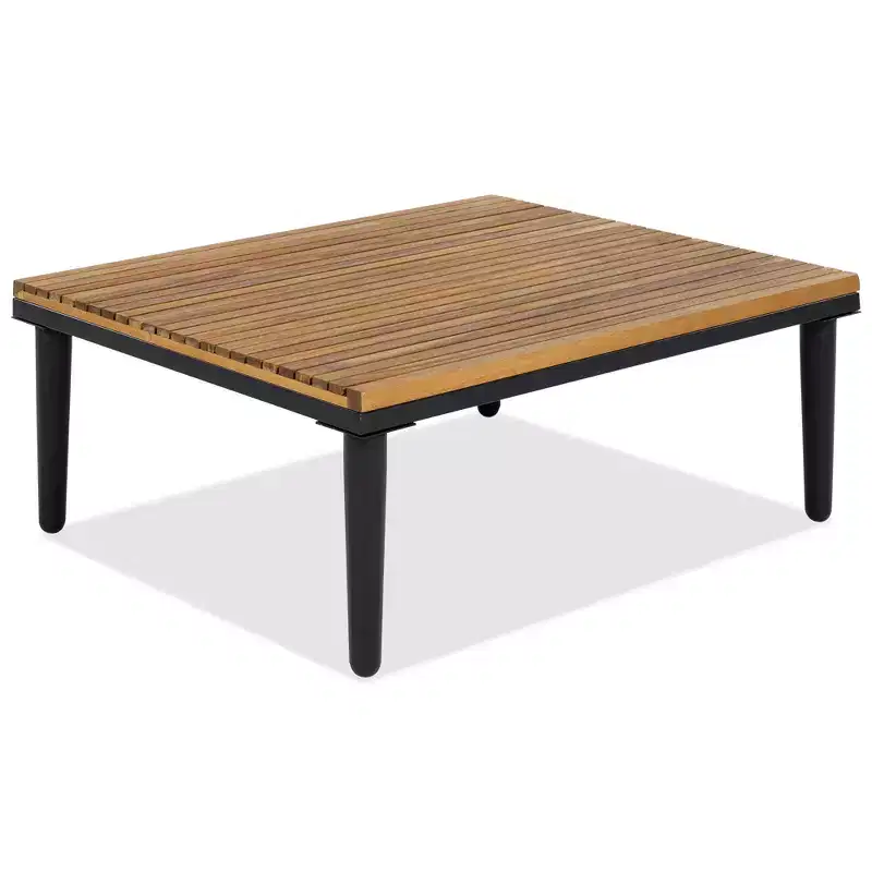 GDFStudio Nolan Ensemble de conversation de jardin moderne en bois d'acacia et métal en L avec table basse