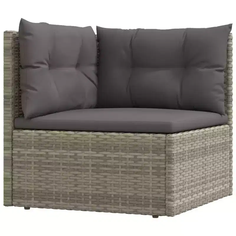 vidaXL Ensemble de Mobilier de Jardin - Canapé Sectionnel 6 Pièces en Résine Tressée Grise - Sièges Ajustables, Coussins Inclus