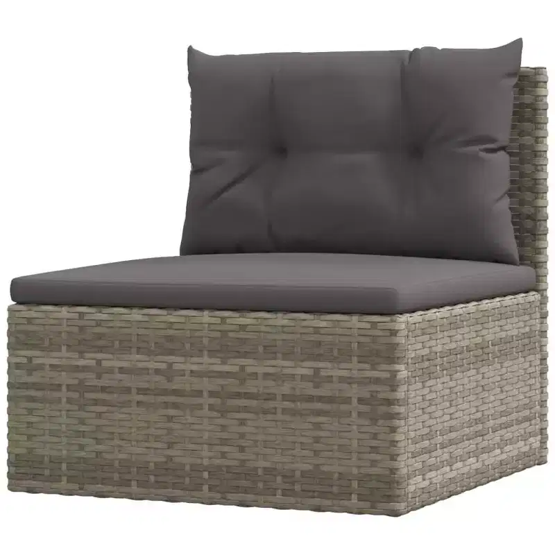 vidaXL Ensemble de Mobilier de Jardin - Canapé Sectionnel 6 Pièces en Résine Tressée Grise - Sièges Ajustables, Coussins Inclus