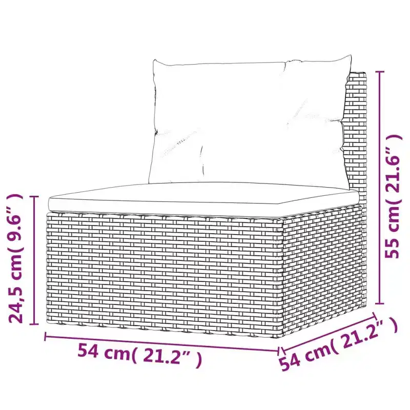 vidaXL Ensemble de Mobilier de Jardin - Canapé Sectionnel 6 Pièces en Résine Tressée Grise - Sièges Ajustables, Coussins Inclus