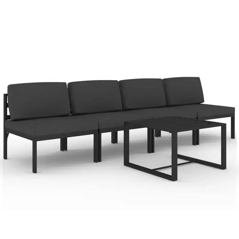 vidaXL Salon de jardin anthracite aluminium, 100% polyester Grand