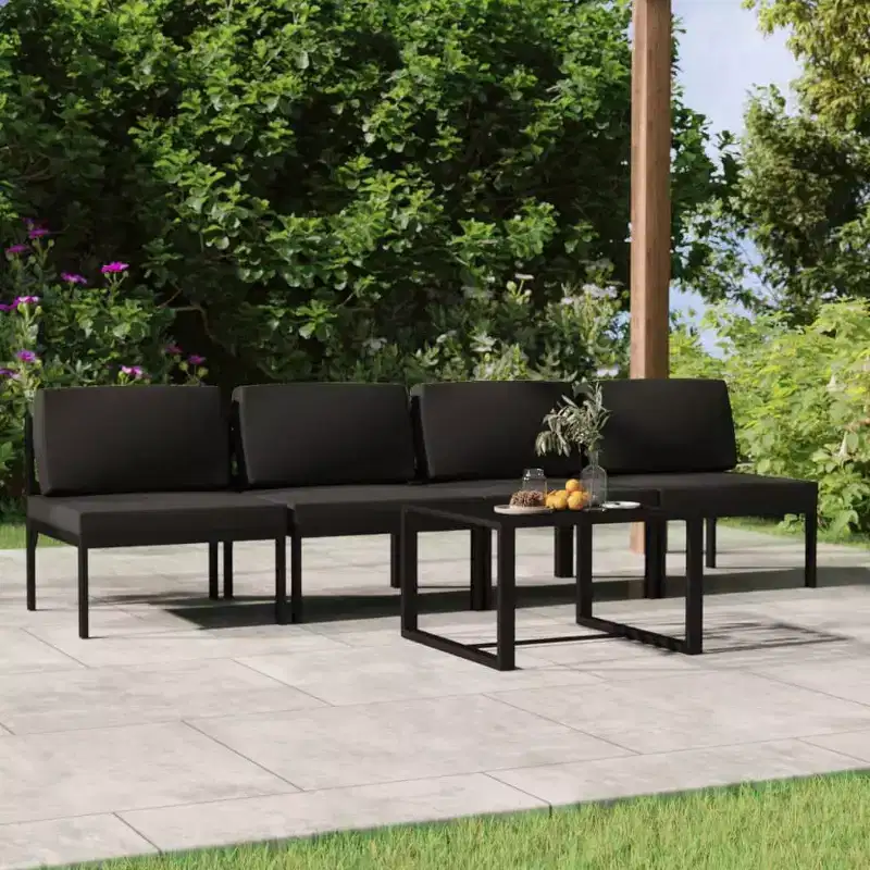 vidaXL Salon de jardin anthracite aluminium, 100% polyester Grand