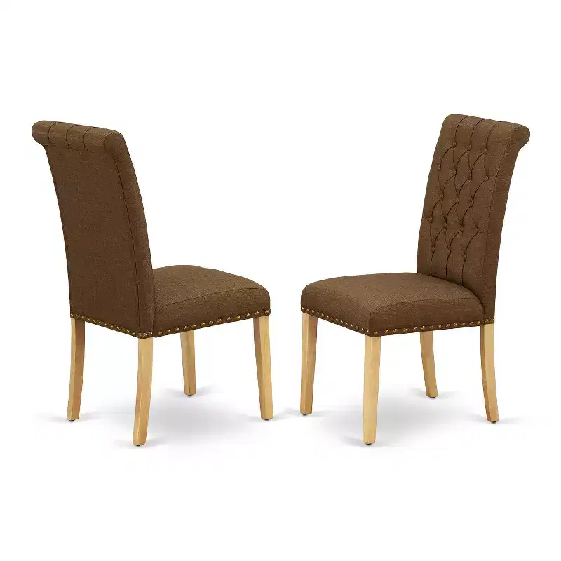 Ensemble de salle à manger HomeStock 5 pièces en tissu de lin couleur chêne