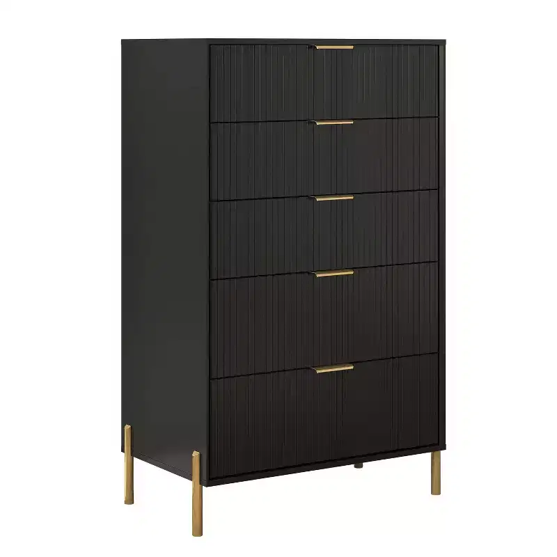 Ensemble de commode de chambre à coucher Festivo 4 pièces « Modern Elegance », une commode à 6 tiroirs et 2 tables de chevet à 2 tiroirs
