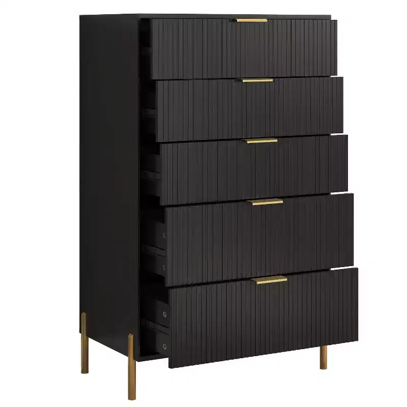 Ensemble de commode de chambre à coucher Festivo 4 pièces « Modern Elegance », une commode à 6 tiroirs et 2 tables de chevet à 2 tiroirs
