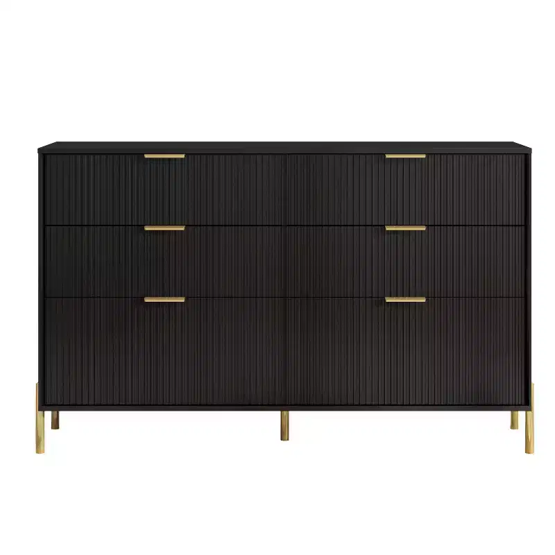 Ensemble de commode de chambre à coucher Festivo 4 pièces « Modern Elegance », une commode à 6 tiroirs et 2 tables de chevet à 2 tiroirs