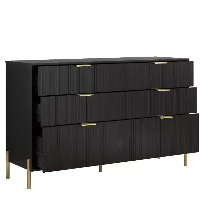 Ensemble de commode de chambre à coucher Festivo 4 pièces « Modern Elegance », une commode à 6 tiroirs et 2 tables de chevet à 2 tiroirs