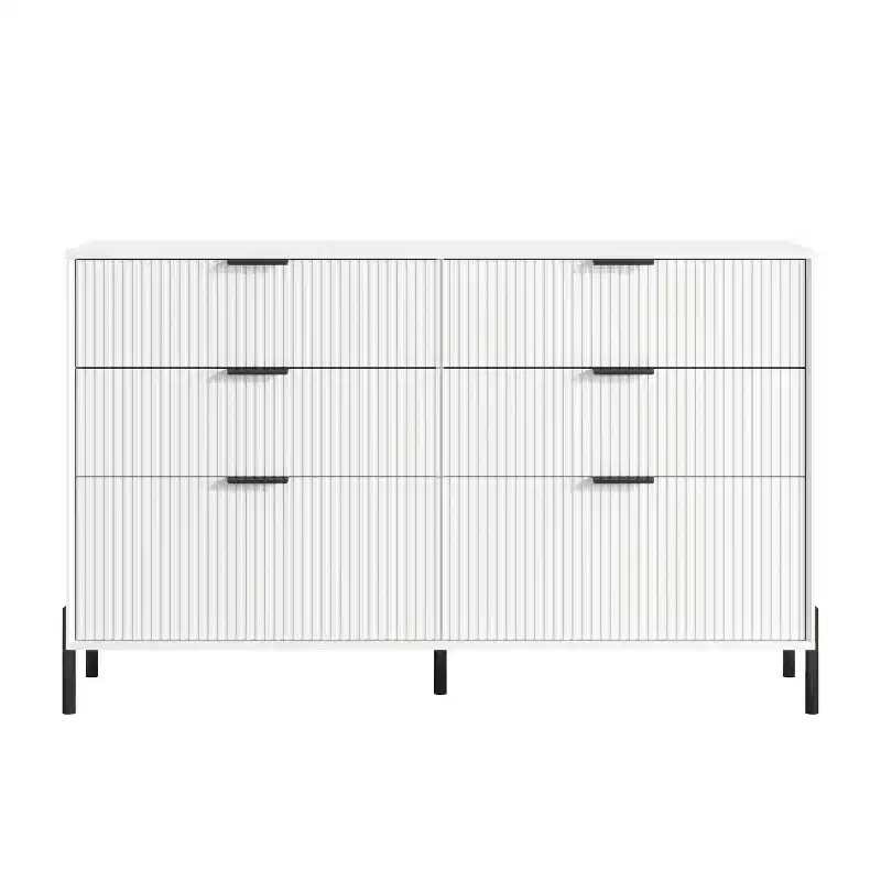 Ensemble de commode de chambre à coucher Festivo 4 pièces « Modern Elegance », une commode à 6 tiroirs et 2 tables de chevet à 2 tiroirs