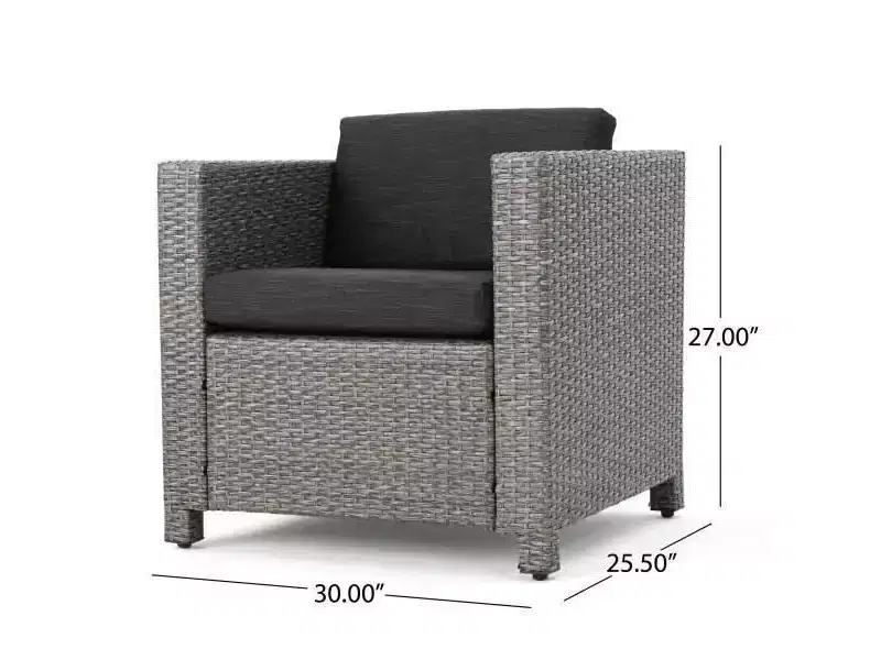 Ensemble de 4 fauteuils de jardin et table basse en osier Puerta - Teck/Noir mélangé/Gris foncé - Christopher Knight Home