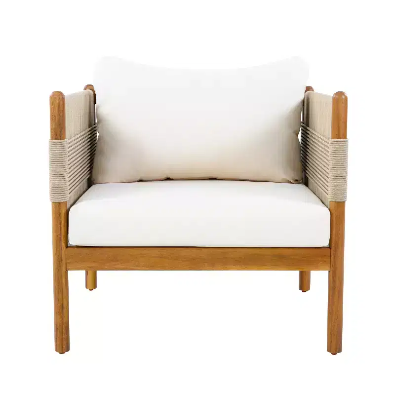 Christopher Knight Home Dahyun, ensemble de 4 sièges d'extérieur modernes en bois d'acacia avec table à lattes