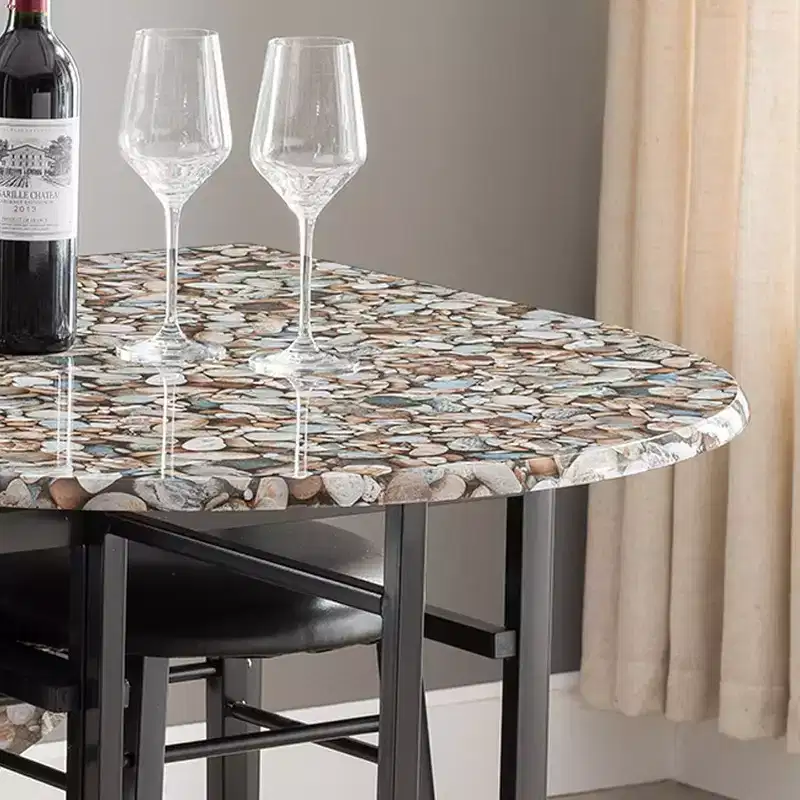 Kings Brand Furniture Ensemble de salle à manger 3 pièces Akins avec plateau de table imitation marbre et tabourets en similicuir à abattants