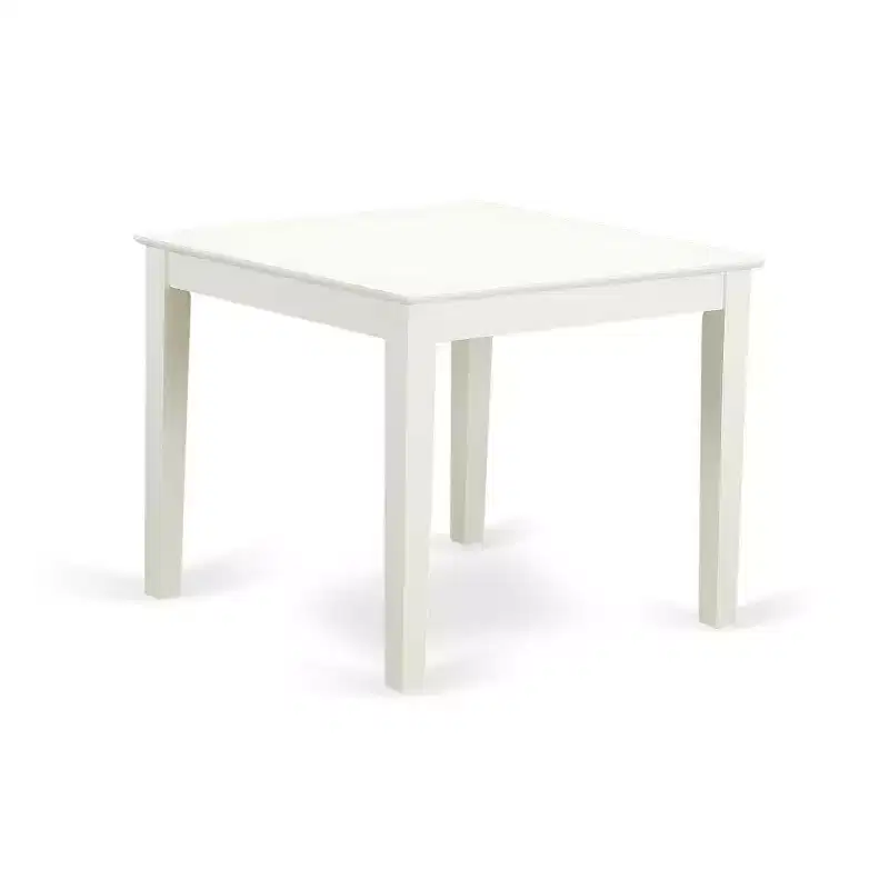 Ensemble de salle à manger carré 5 pièces HomeStock en bois massif finition blanc lin – Pour 4 personnes