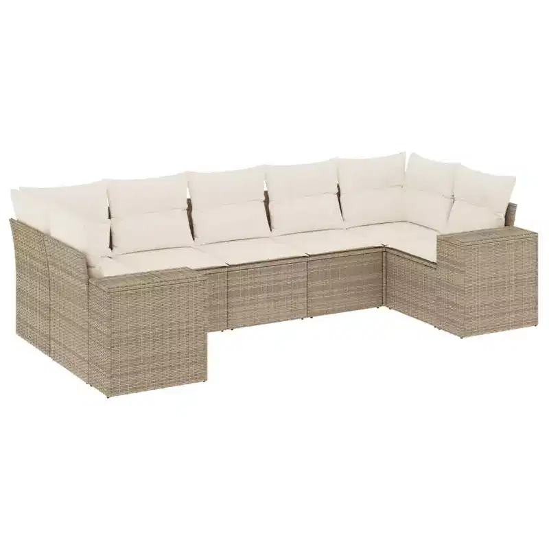 vidaXL Salon de jardin 7 pièces avec coussins, sectionnel d'extérieur en résine tressée, design modulaire, plusieurs coloris