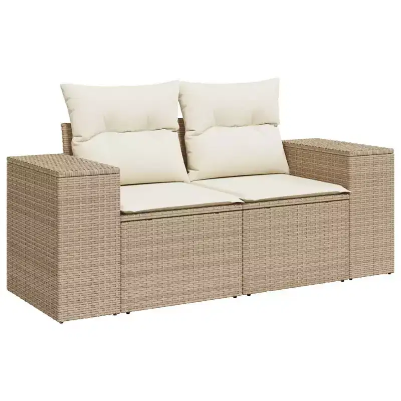 vidaXL Salon de jardin 7 pièces avec coussins, sectionnel d'extérieur en résine tressée, design modulaire, plusieurs coloris