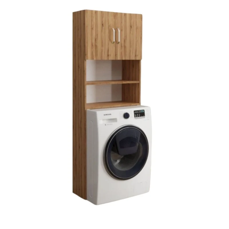 Mobile coprilavatrice con ante e ripiani colore rovere 64x20x180H cm - Gioppi