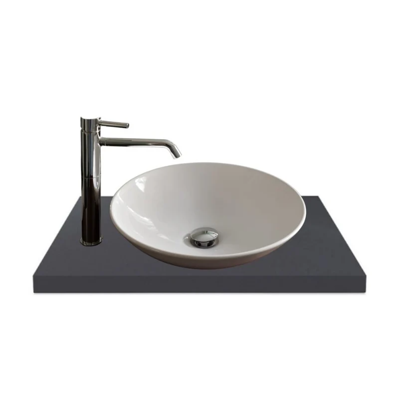 Piano lavabo rettangolare truciolare antracite satinato 80x48x3.8H