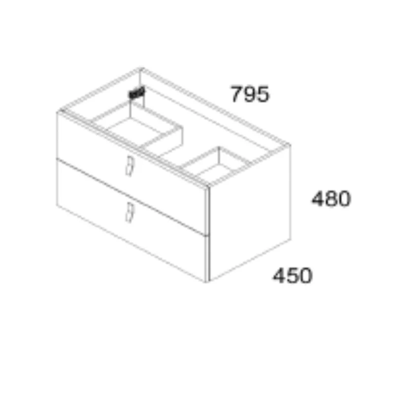 Mobile bagno sospeso 80 cm colore nero con 2 cassetti e lavabo incluso - Vitty