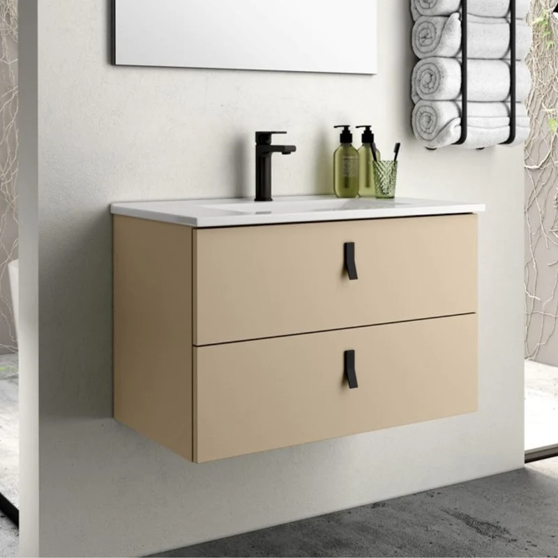Mobile bagno sospeso con 2 cassetti colore cappuccino 60x45x48H cm - Vitty