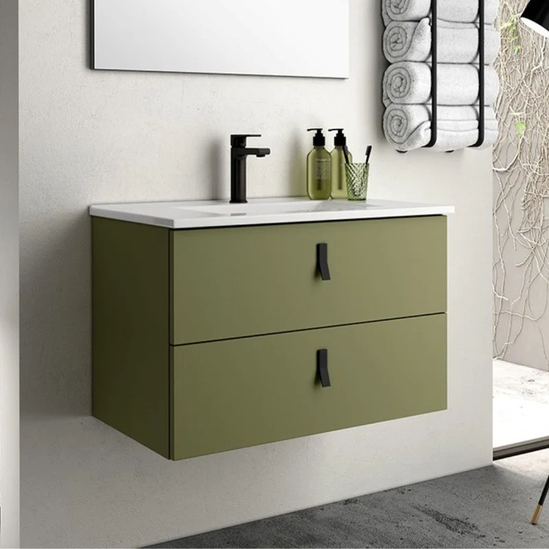 Mobile bagno sospeso con 2 cassetti colore verde oliva 60x45x48H cm - Vitty