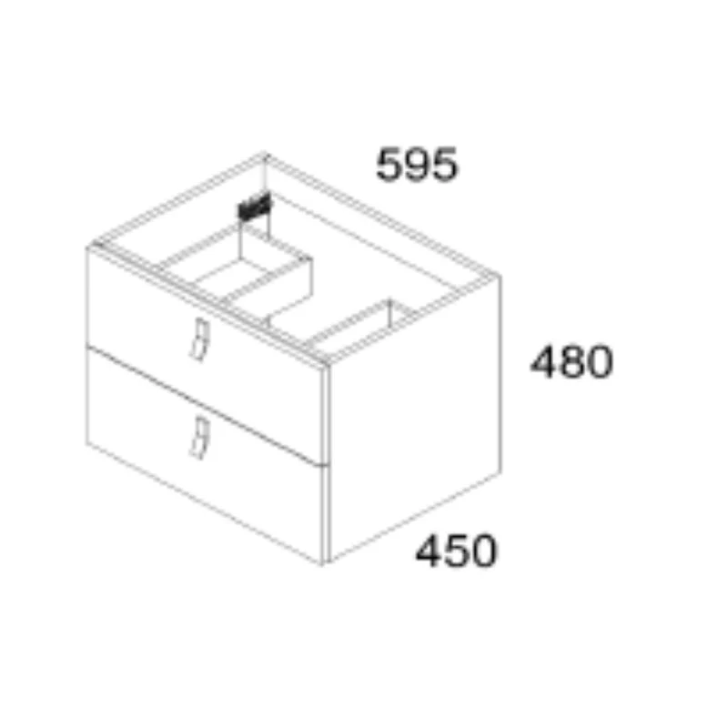 Mobile bagno sospeso con 2 cassetti colore nero 60x45x48H cm - Vitty
