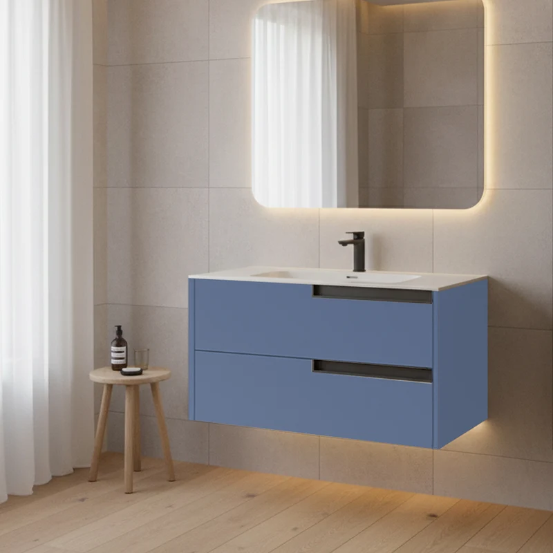 Mobile bagno sospeso 80 cm con cassetti colore azzurro - Former