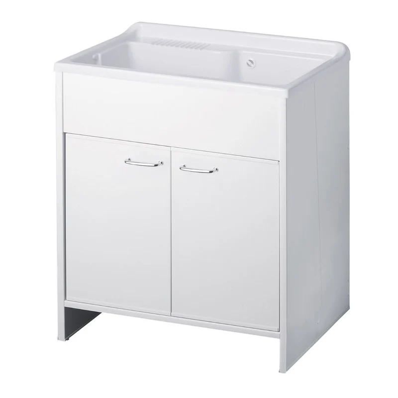 Mobile lavatoio con doppia anta in pvc colore bianco 80x50X85H cm - Artemio