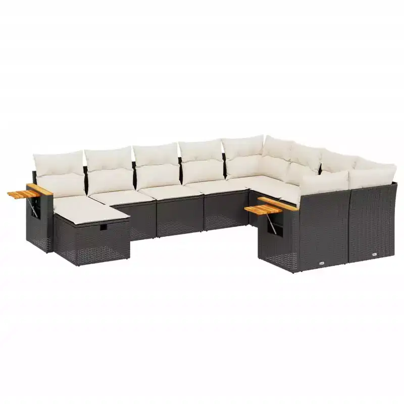 vidaXL Ensemble de canapés de jardin en résine tressée noir 10 pièces Pieds réglables