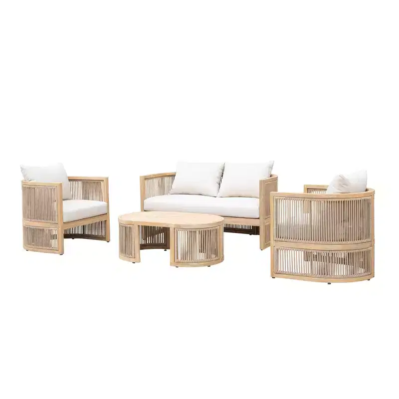 Kinger Home Haven - Salon de jardin 4 pièces en bois d'acacia, ensemble de conversation d'extérieur