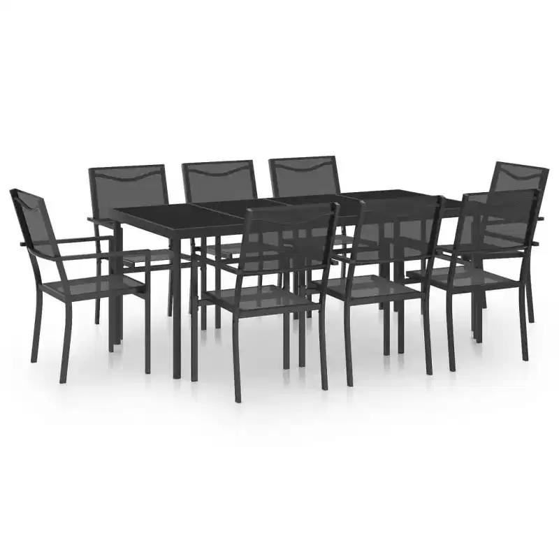 vidaXL Ensemble repas d'extérieur anthracite, noir