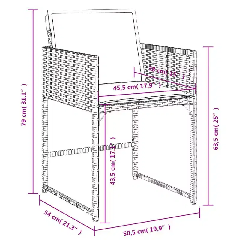 vidaXL Ensemble de salle à manger d'extérieur 8 places Résine tressée Gris 9 pièces