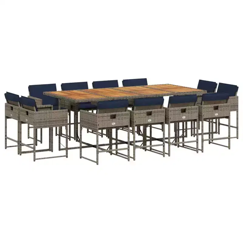vidaXL Ensemble de salle à manger d'extérieur 12 pcs Gris, Bleu marine