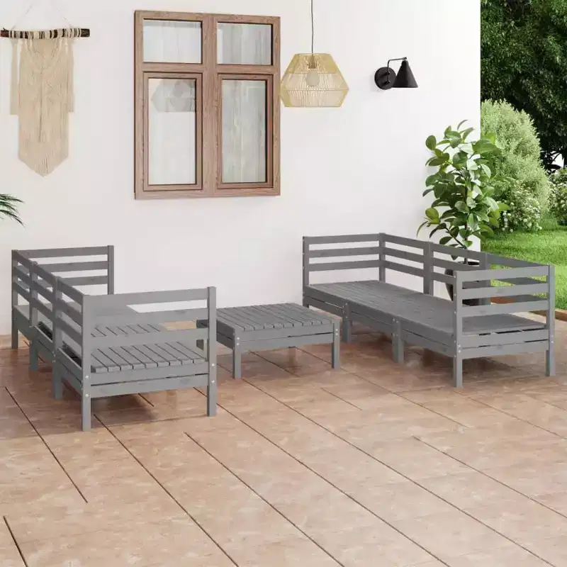vidaXL Ensemble de jardin modulable en pin massif gris